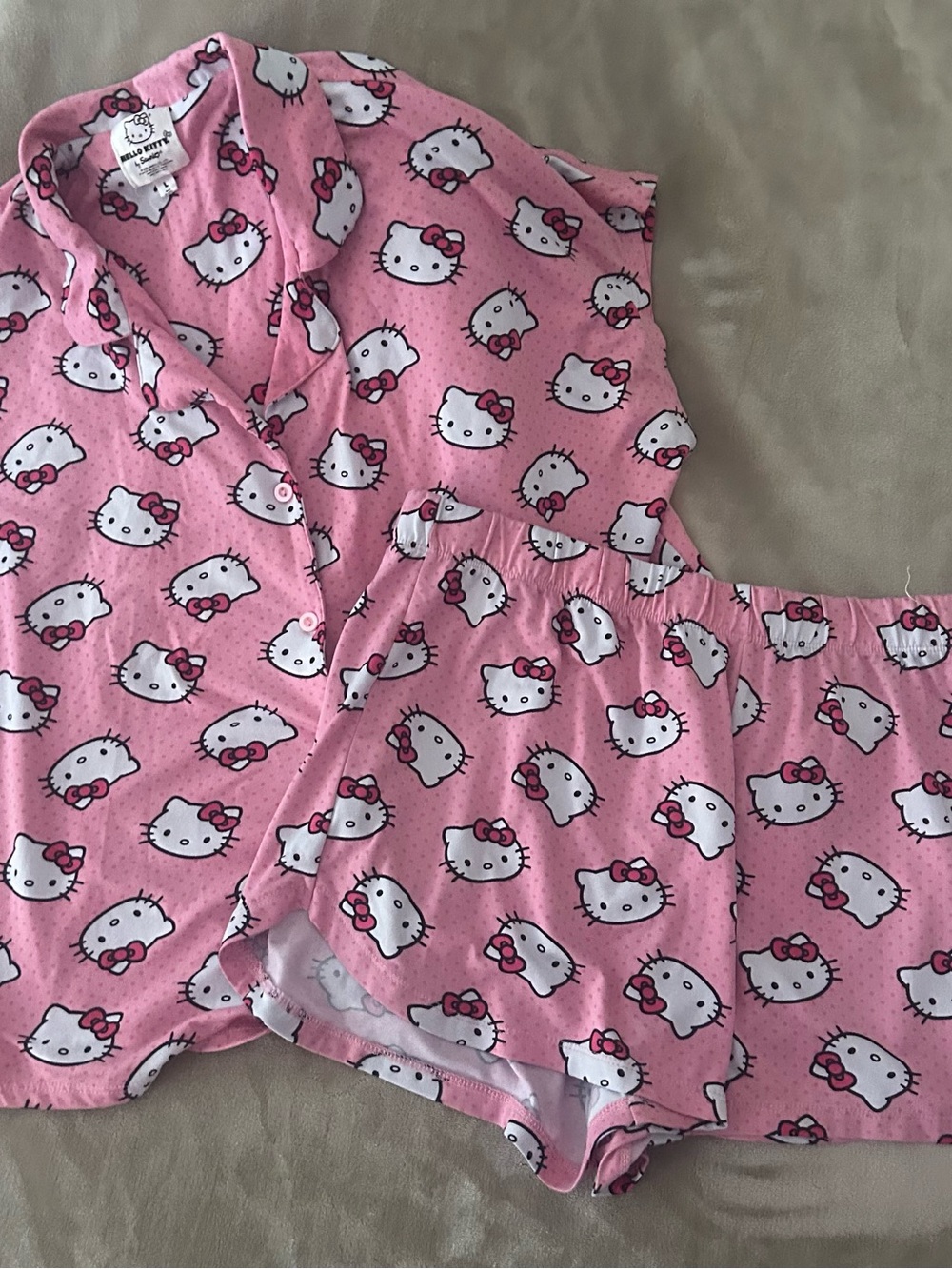 Hello Kitty Pink Short Pajama Set with All-Over Print